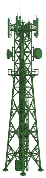 Self-supporting tower modeled in GUYMASTER